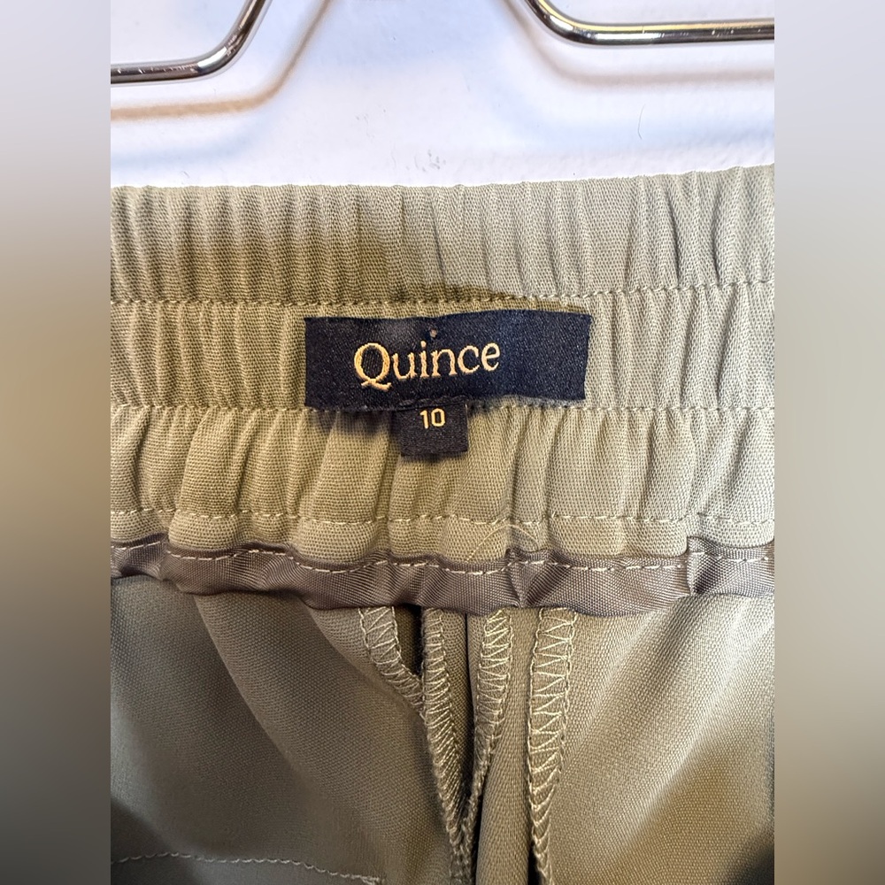 QUINCE Stretch Crepe Ankle Pants In Olive Elastic Waist Pockets Women’s Size 10 - Picture 2 of 10